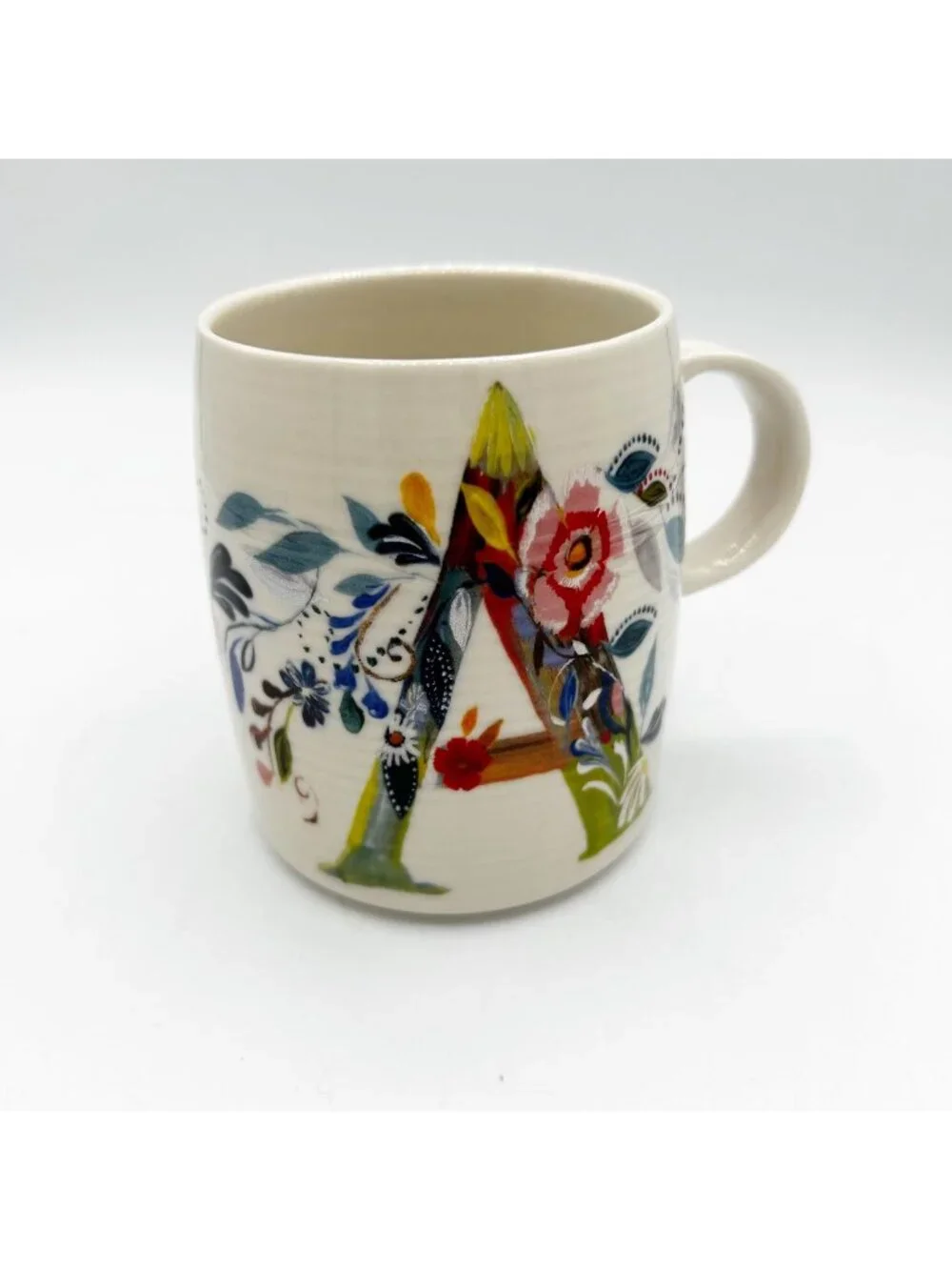 Anthropologie Starla Halfmann Monogram ‘A’ Mug Coffee Tea Floral